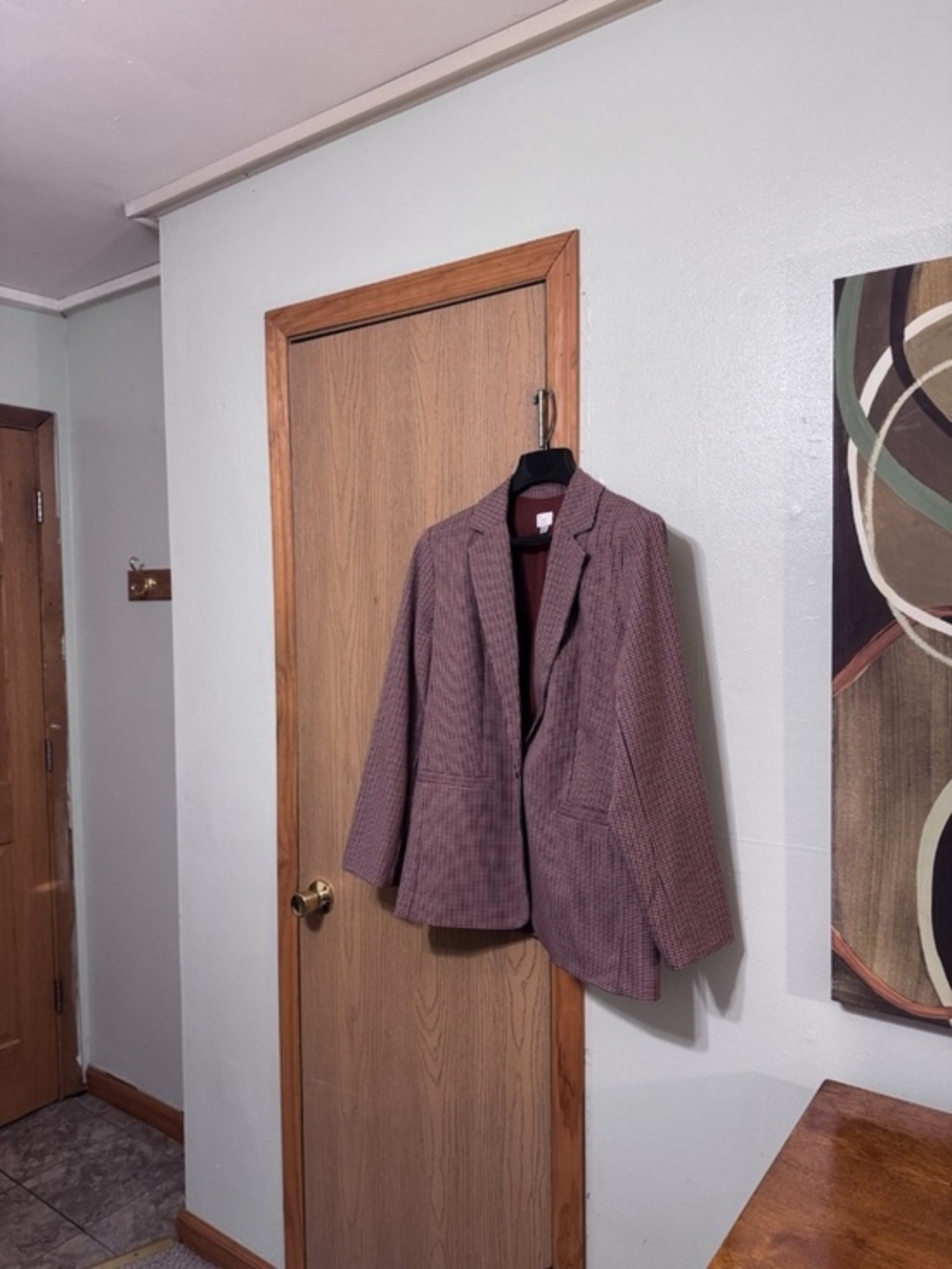 A New Day Medium Multi-Color w/Houndstooth Print One-Button Blazer - EUC